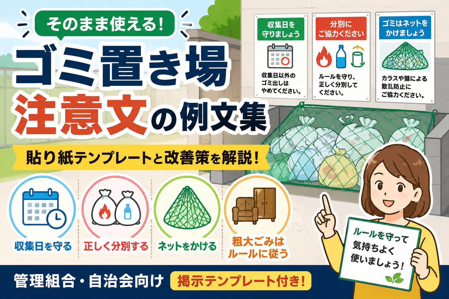 ゴミ置き場 注意文の例文｜そのまま使える貼り紙テンプレートと改善策