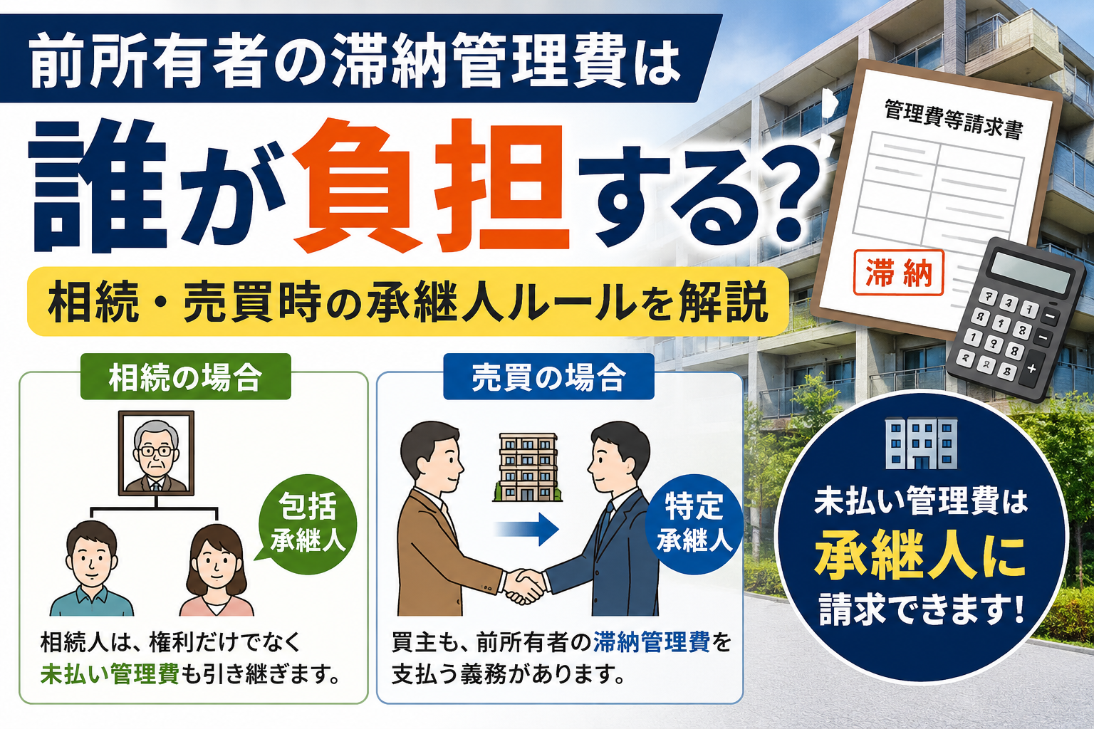 滞納管理費の承継とは？相続人・買主への請求ルールをわかりやすく解説