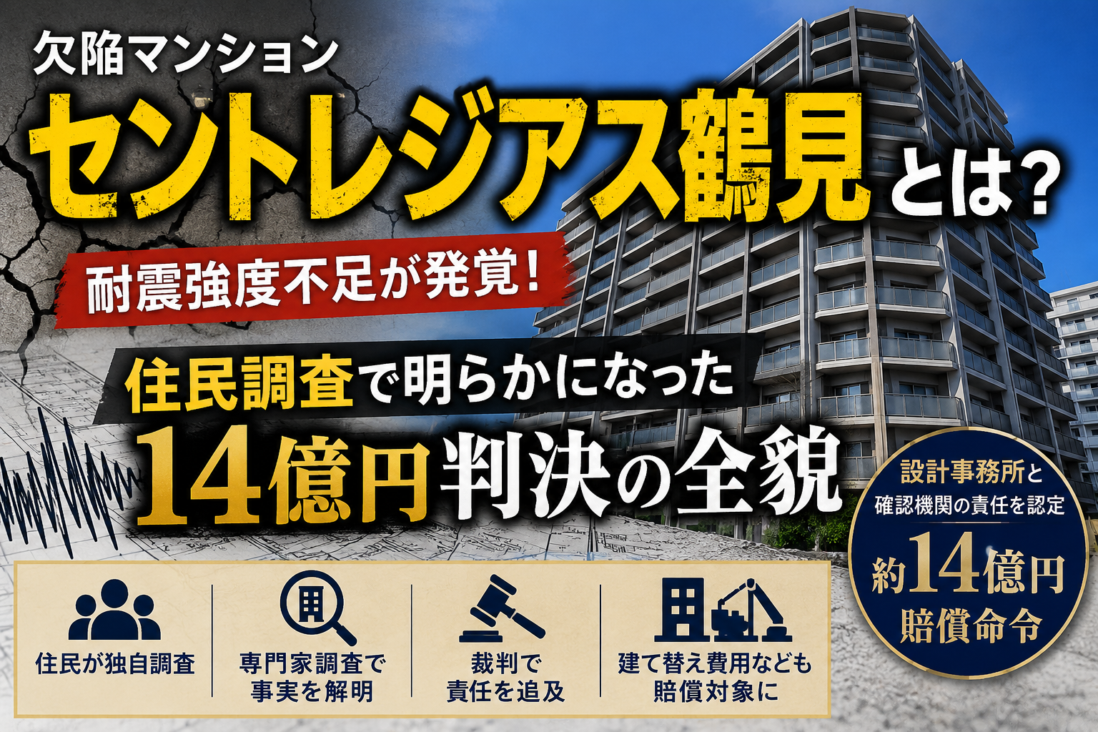 欠陥マンション「セントレジアス鶴見」とは?住民調査で明らかになった14億円判決の全貌 欠陥マンション「セントレジアス鶴見」とは?住民調査で明らかになった14億円判決の全貌