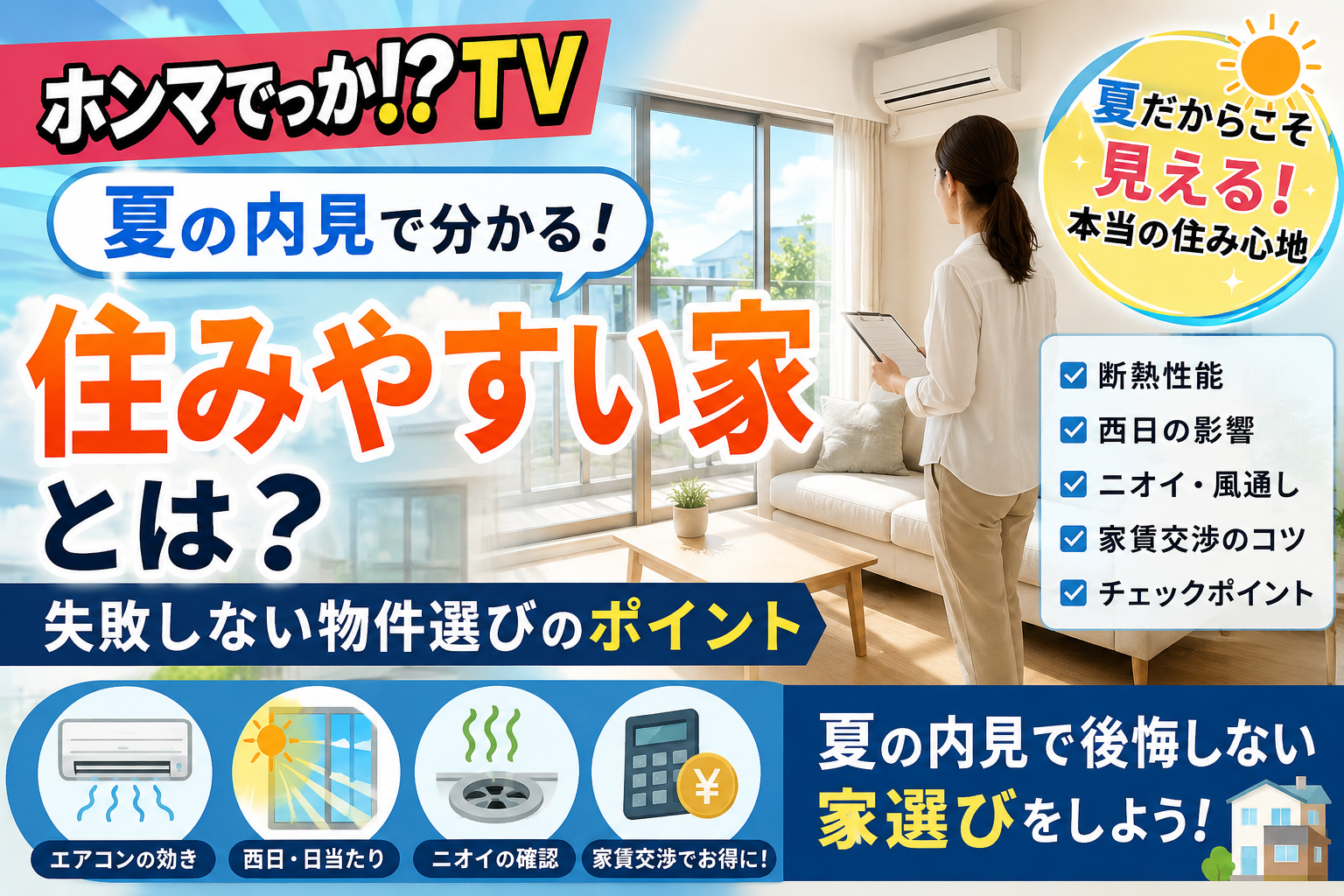 【ホンマでっか!?TV】夏の内見で分かる住みやすい家とは?失敗しない物件選びのポイント 【ホンマでっか!?TV】夏の内見で分かる住みやすい家とは?失敗しない物件選びのポイント