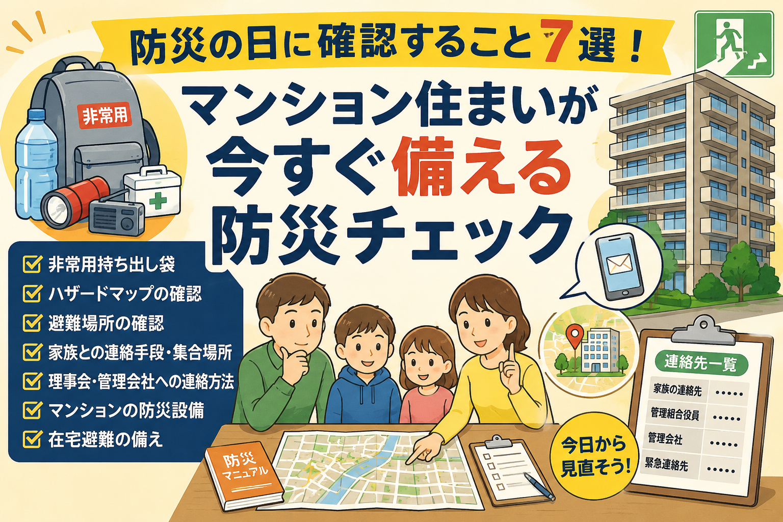 防災の日に確認すること7選！マンションの防災チェックリスト