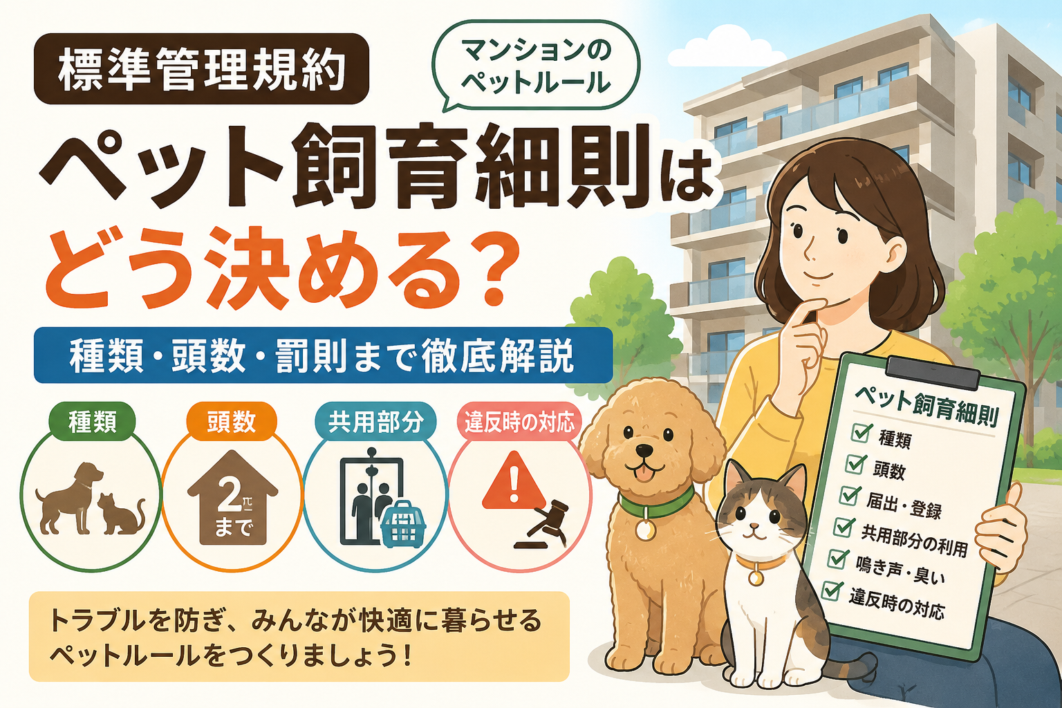 標準管理規約 ペット飼育細則はどう決める？種類・頭数・罰則まで徹底解説