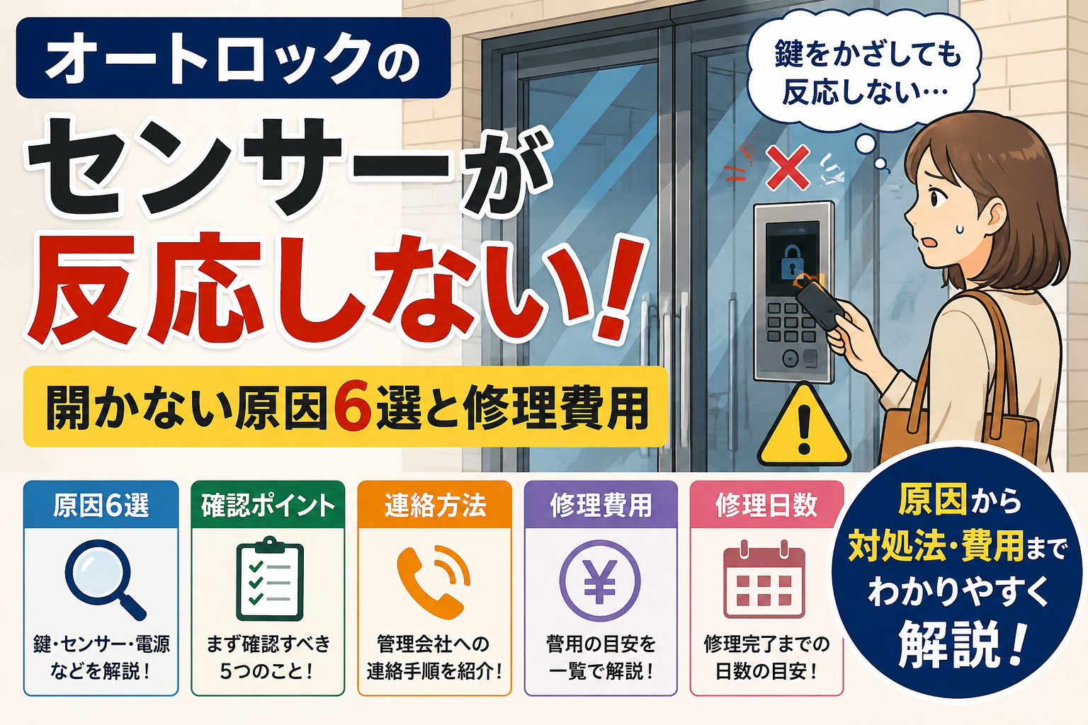 オートロックのセンサーが反応しない！開かない原因6選と修理費用