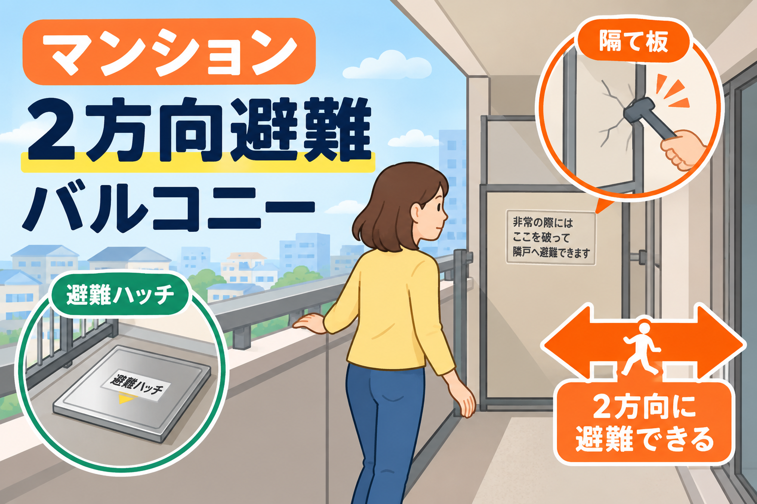 マンションの2方向避難とは？バルコニーから避難できる仕組みを確認
