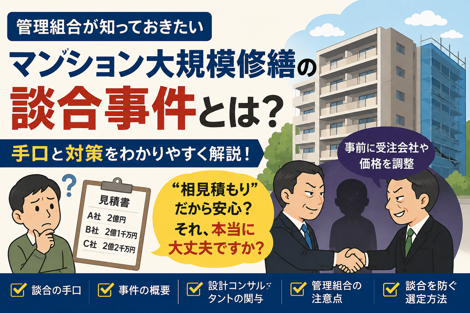 マンション大規模修繕の談合事件とは？管理組合が知っておきたい手口と対策