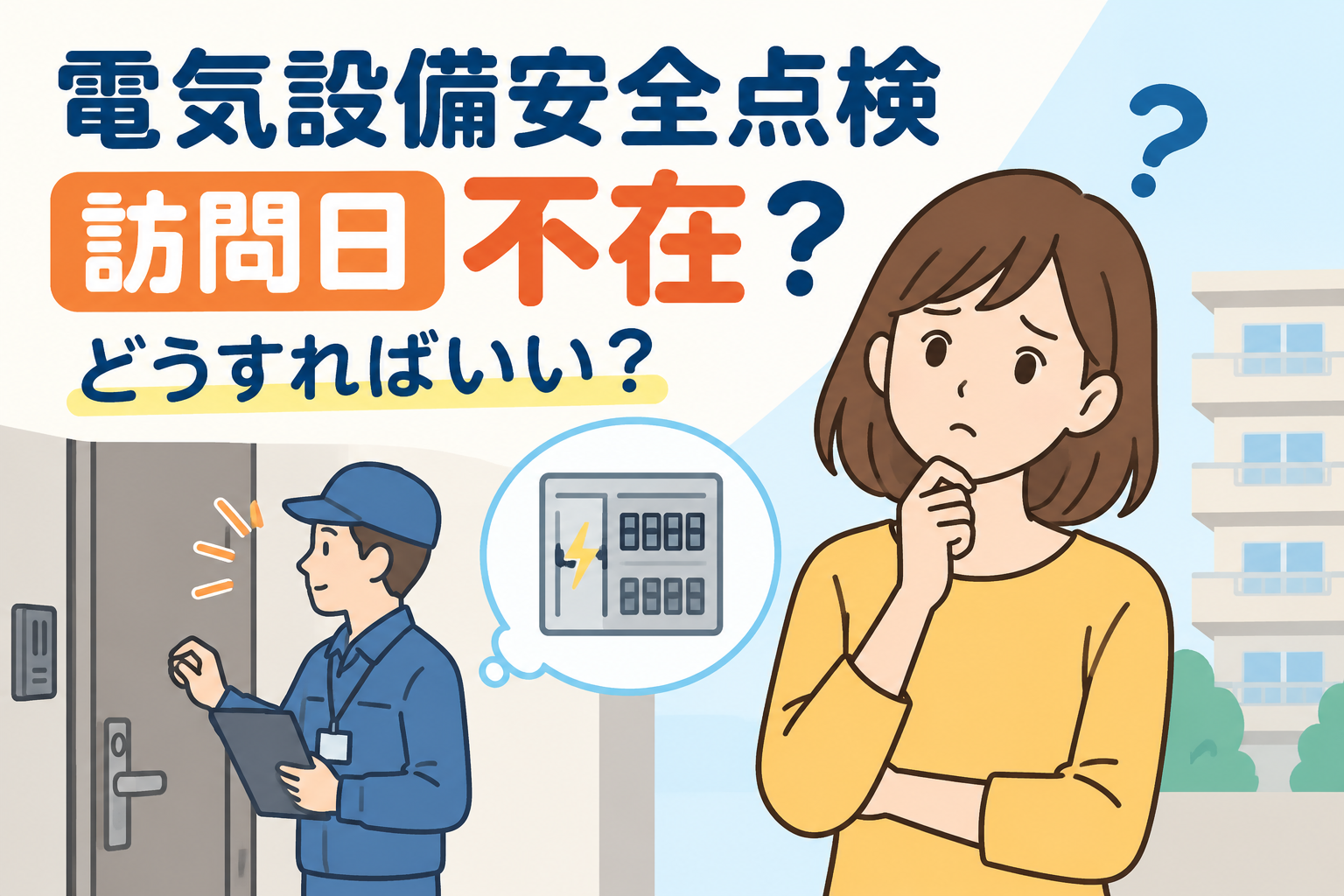 電気設備安全点検の訪問日に不在だった!無視しても良い? 電気設備安全点検の訪問日に不在だった!無視しても良い?