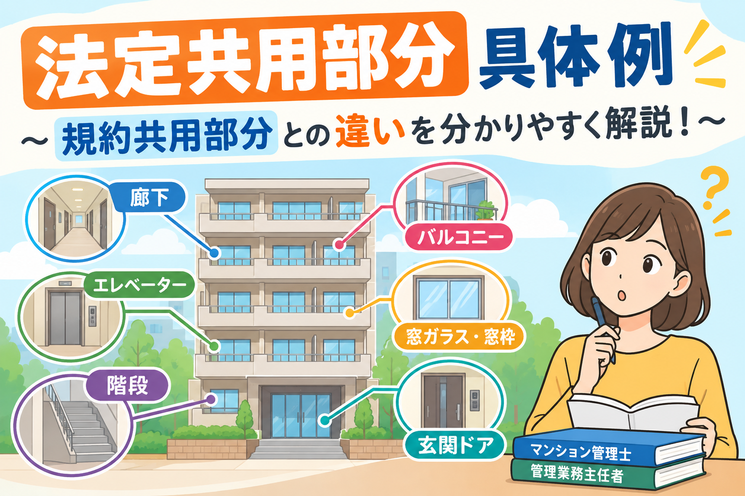 法定共用部分の具体例は!規約共用部分との違いをマンション管理士試験向けに解説 法定共用部分の具体例は!規約共用部分との違いをマンション管理士試験向けに解説