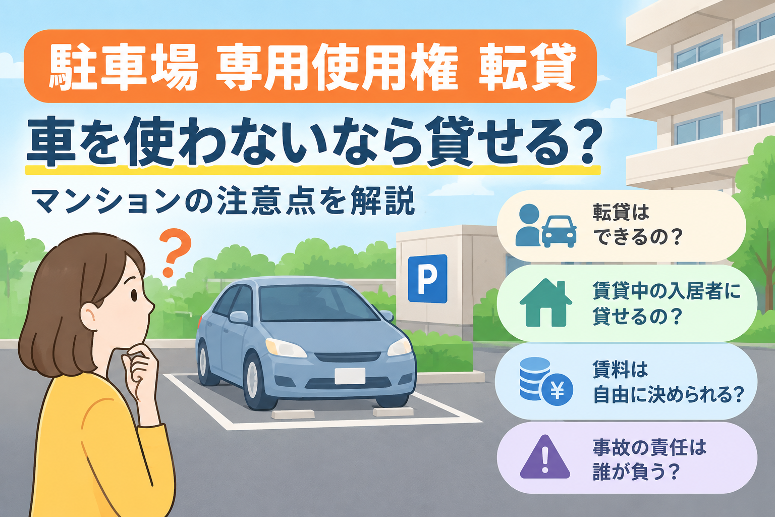 駐車場の専用使用権は転貸はできる？マンションの注意点を解説