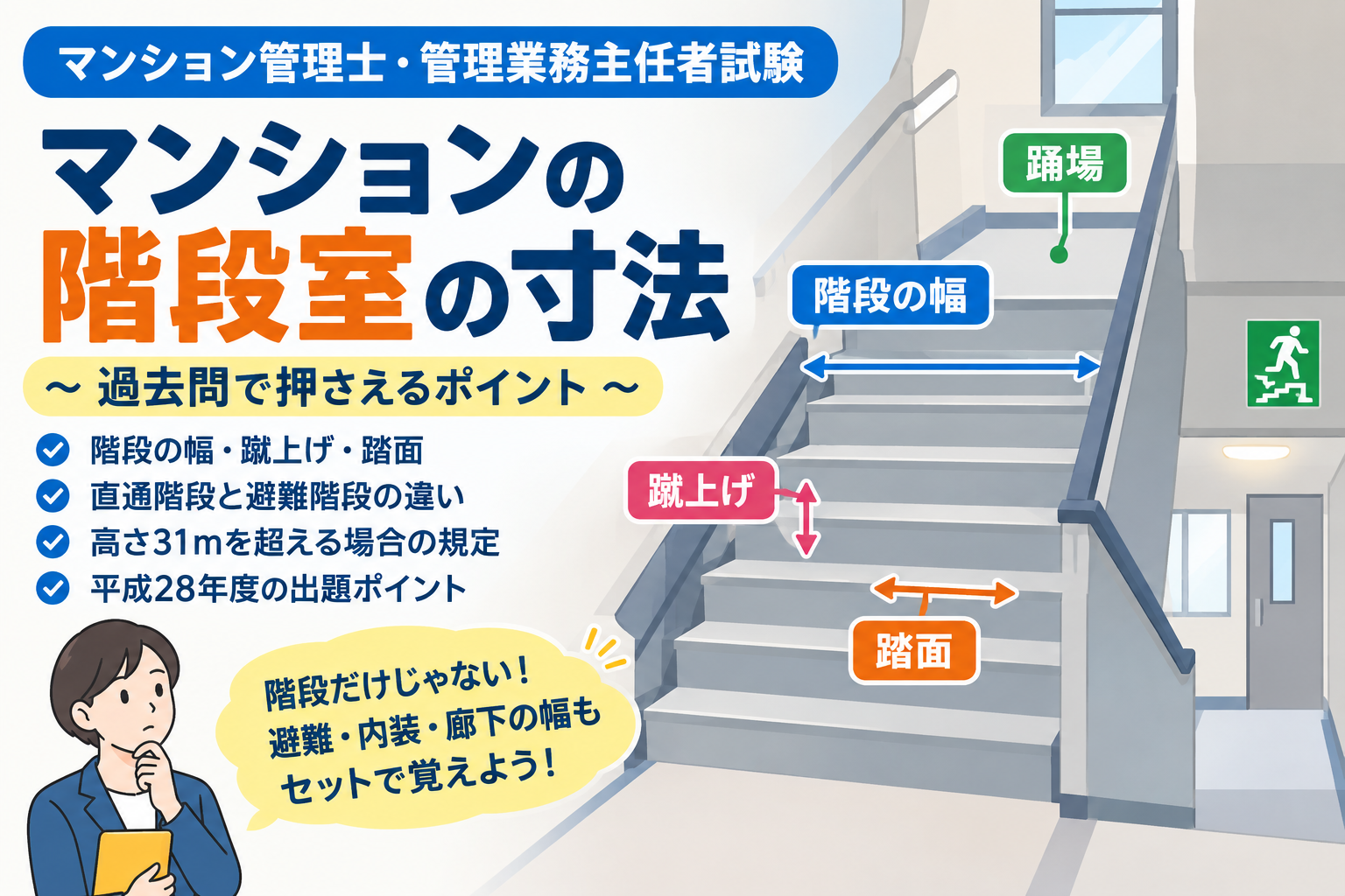 マンションの階段室の寸法は？階段の幅・蹴上げ・踏面を分かりやすく解説