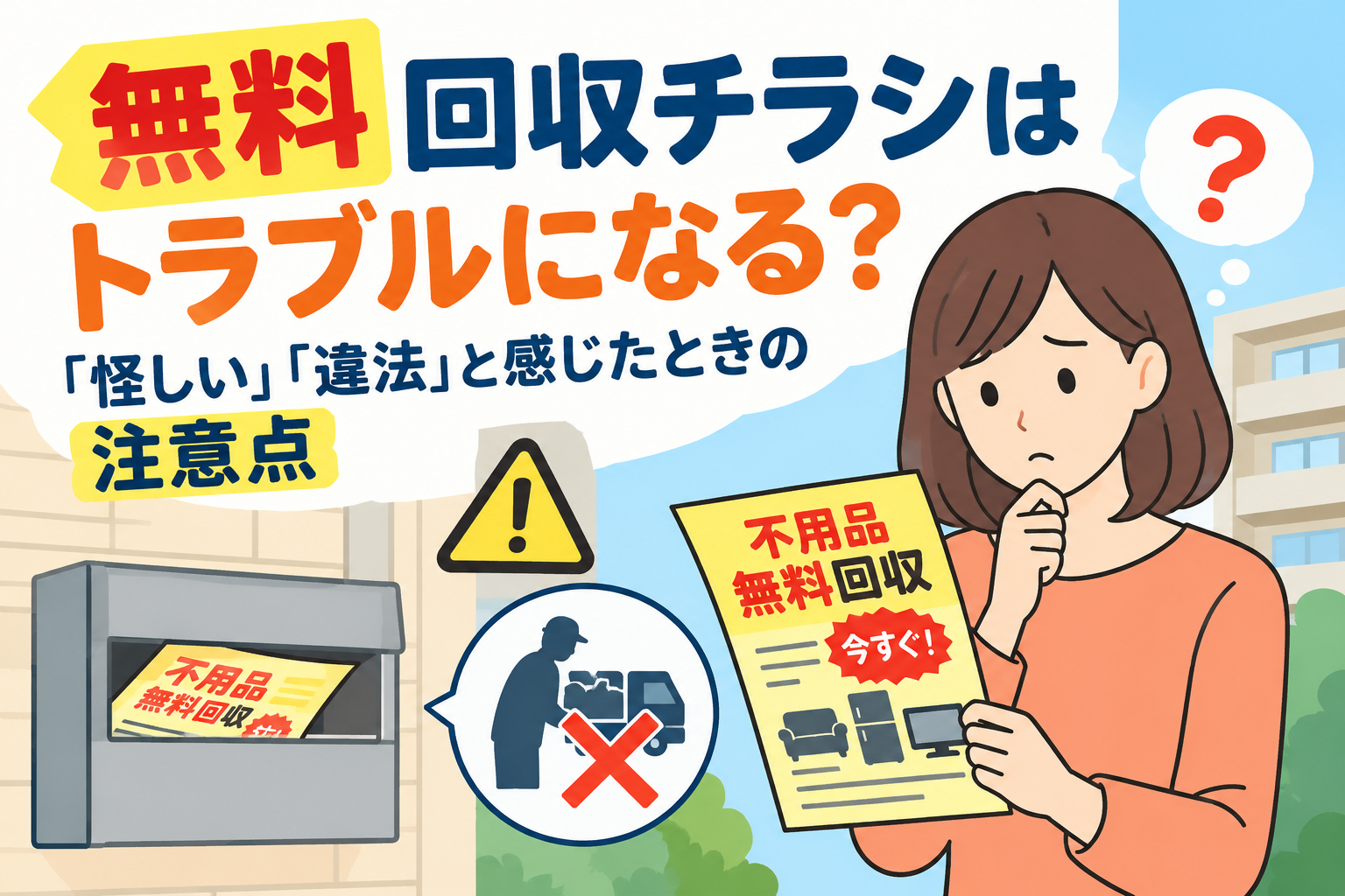 無料回収チラシはトラブルになる?「怪しい」「違法」と感じたときの注意点 無料回収チラシはトラブルになる?「怪しい」「違法」と感じたときの注意点